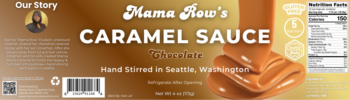 Mama Row’s Caramel Sauce – 4 oz (Milk Chocolate)