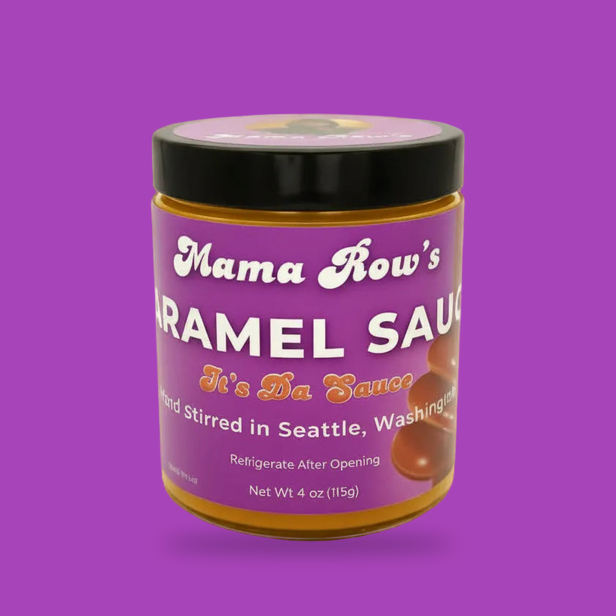Mama Row's caramel sauce, 4 oz jar, It's Da Sauce